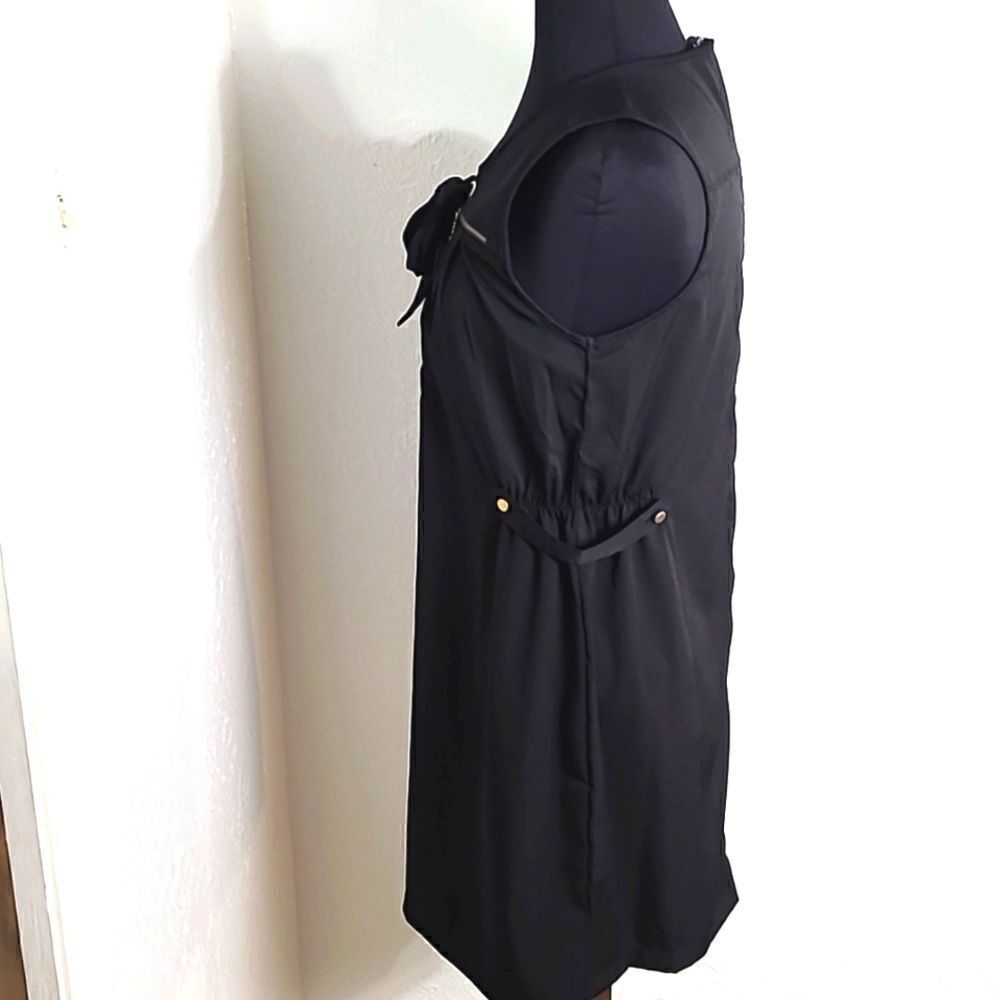 Eighty.Eight Black Sleeveless Mini-Dress, Lace-up Front, Gold Zippers,Size Large - Picture 7 of 9